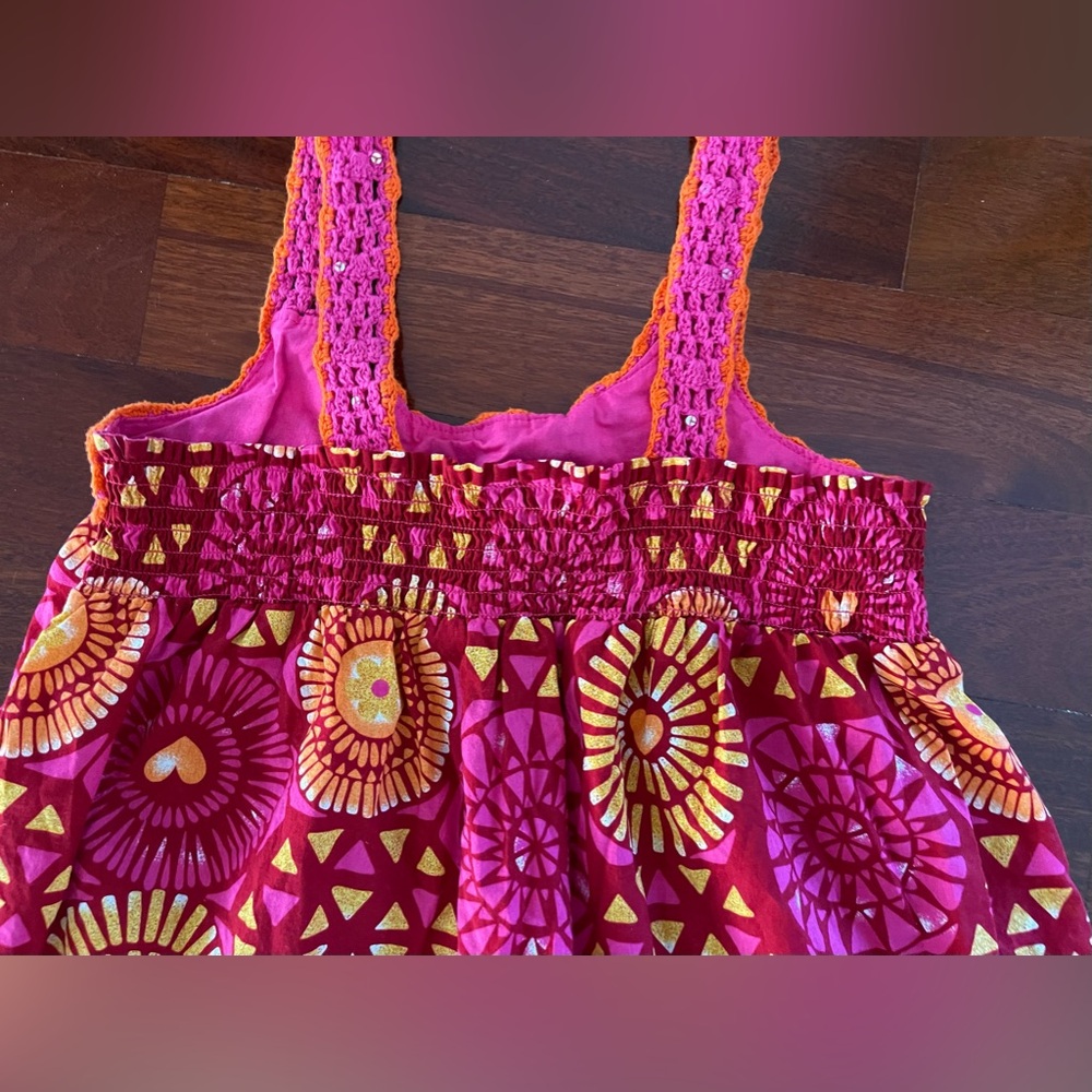Children’s Place Big Girls Smoked Crochet Beads Tank Top Shirt Tee Size L 10 12 - Picture 4 of 6
